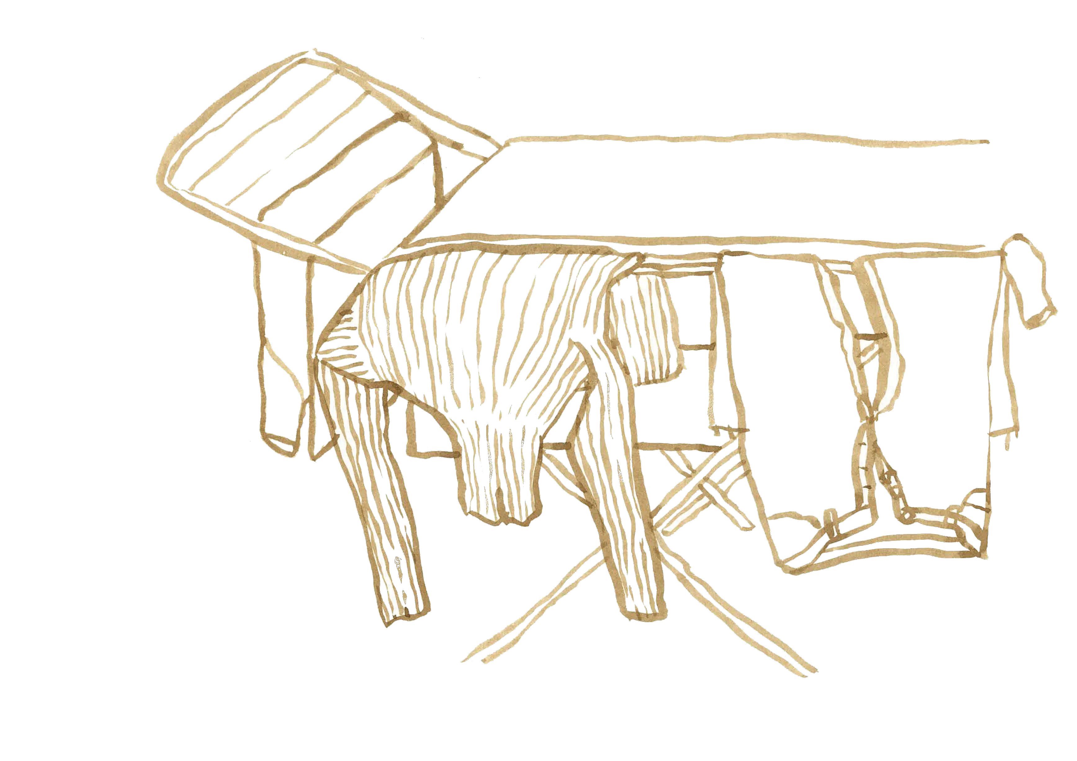 linge étendu sur le séchoir